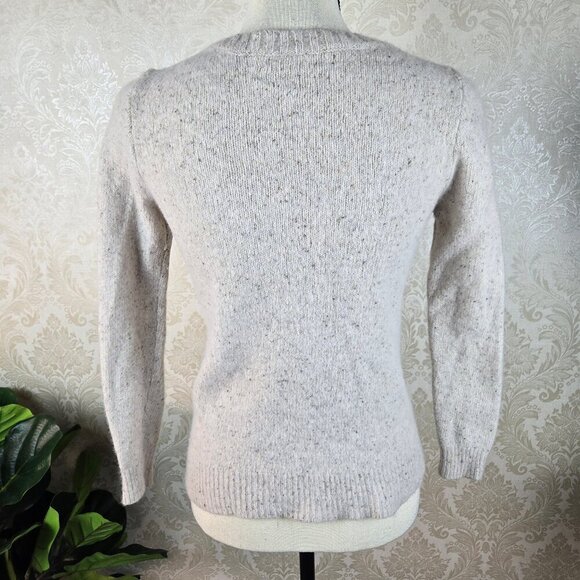 J Crew Size Small Cream Vneck Pullover Sweater Crystal Embellishments Lambswool - Picture 9 of 14